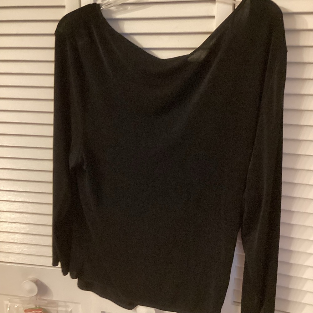 Chicos Travelers Black Draped CrissCrossed Top. Chicos Size 3 - Picture 2 of 3